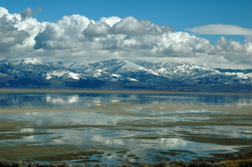 Great Salt Lake with mountains in the background