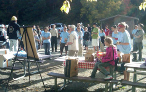 Salt Lake Ranger District employees providing a safety briefing to WLP volunteers prior to beginning a trail project on National Public Lands Day 2012.